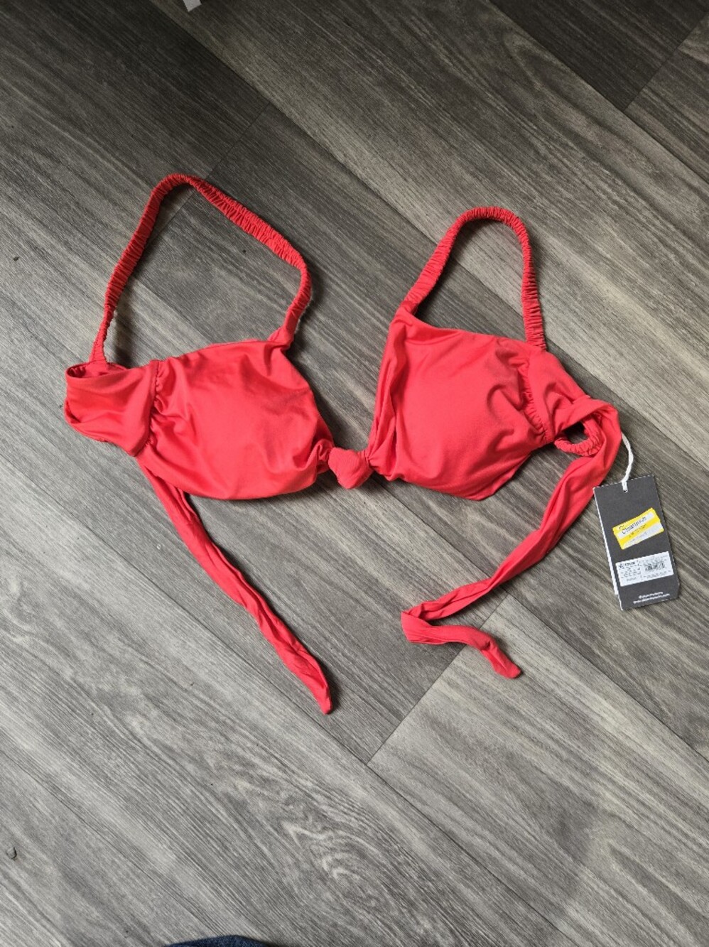 Vitamin A Neon Pink Bikini Top with Gathered Straps Size XL